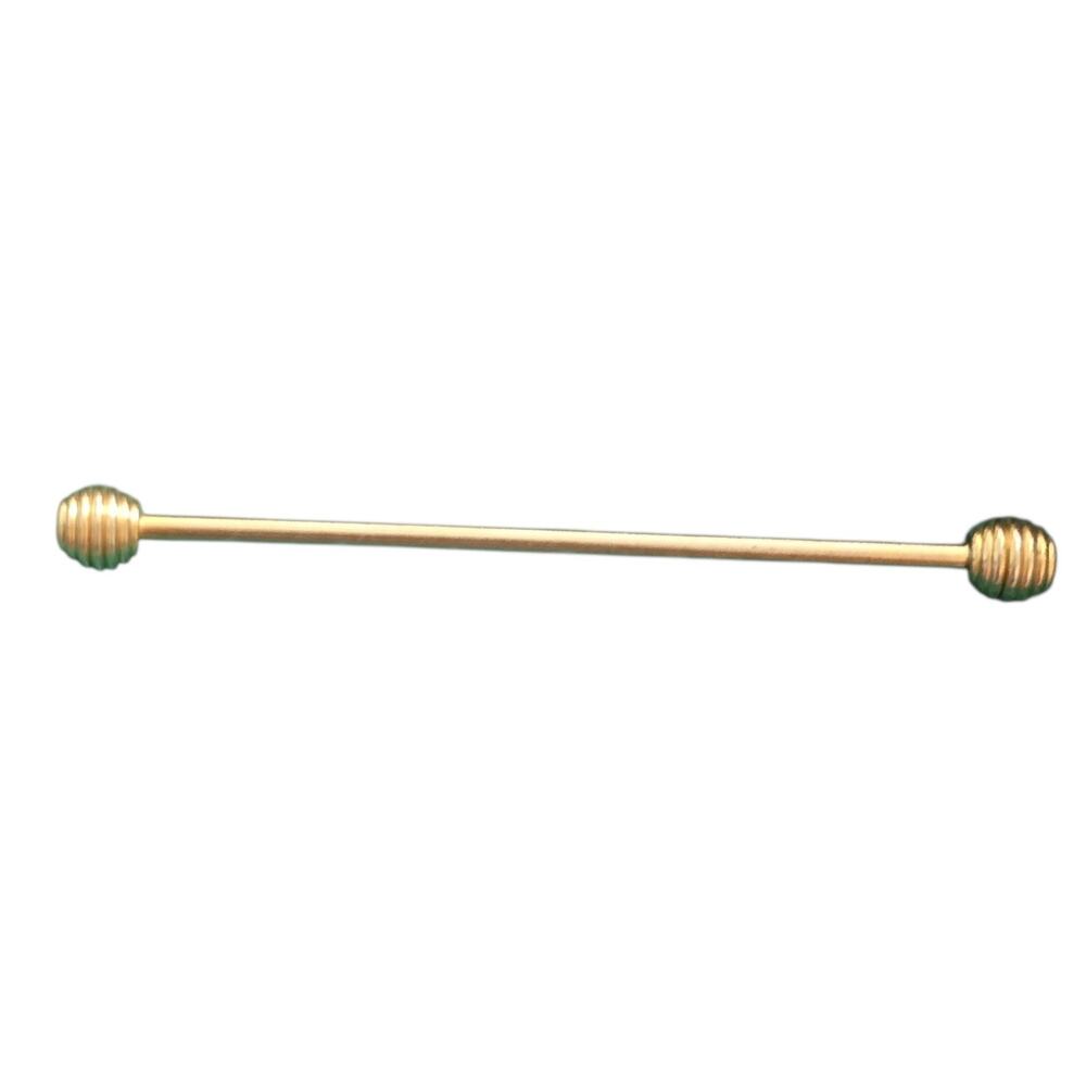 Vintage Collar Pin Ribbed Beehive Shaped Barbell Style Gold Tone MCM 2.0" SK3445